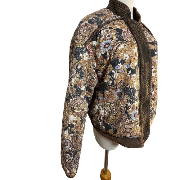 Free People Quilted‎ Tapestry Reversible Paisley Bomber Jacket XS Boho Vintage - Picture 5 of 9